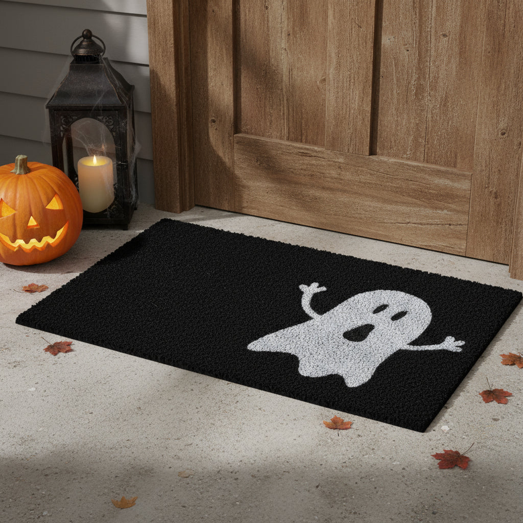 24 X 36 Black And White Halloween Halloween Outdoor Coir Door Mat
