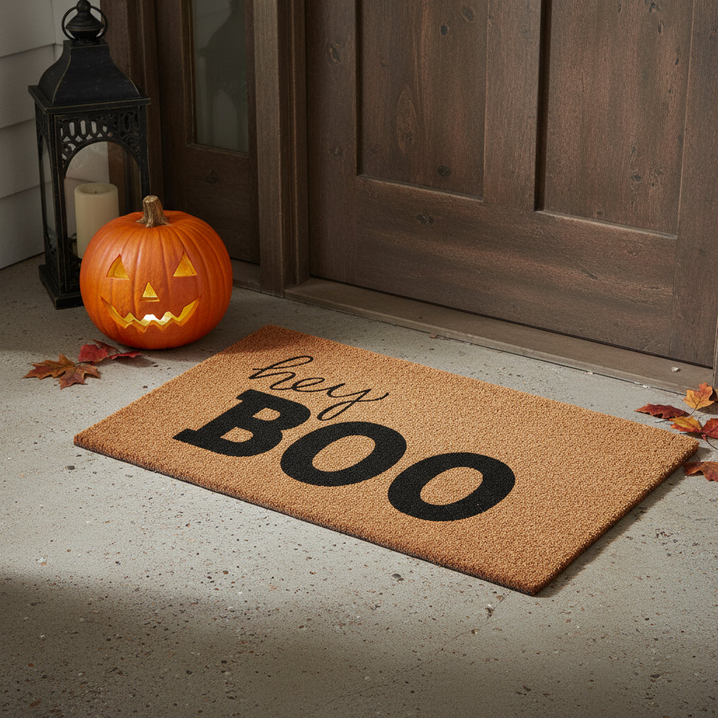 17 X 29 Black And Natural Halloween Halloween Hey There Outdoor Coir Door Mat