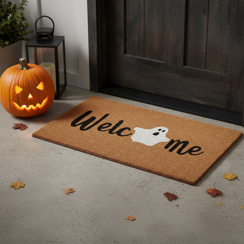 24 X 36 Black Natural And White Halloween Halloween Welcome Outdoor Coir Door Mat