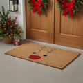 24 X 48 Brown Red And Black Christmas Reindeer Outdoor Coir Door Mat