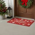 24 X 36 Red And White Christmas Snowflake Merry Christmas Outdoor Coir Door Mat