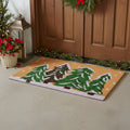 24 X 48 Brown Green And White Christmas Trees Outdoor Coir Door Mat