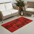 36 X 72 Red And Black Christmas Merry and Bright Outdoor Coir Door Mat