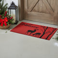 17 X 29 Red And Black Christmas Deer Welcome Outdoor Coir Door Mat
