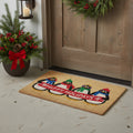 17 X 29 Brown White And Red Christmas Happy Holidays Outdoor Coir Door Mat