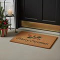 17 X 29 Brown And Dark Green Christmas Merry Christmas Outdoor Coir Door Mat