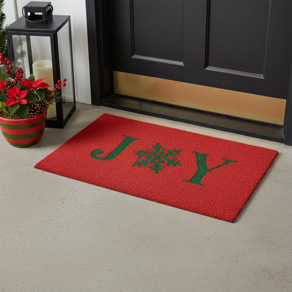 17 X 29 Red And Green Christmas Outdoor Coir Door Mat