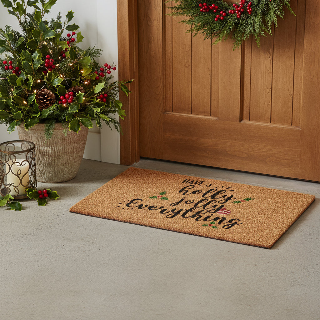 24 X 36 Brown Black And Green Christmas Outdoor Coir Door Mat