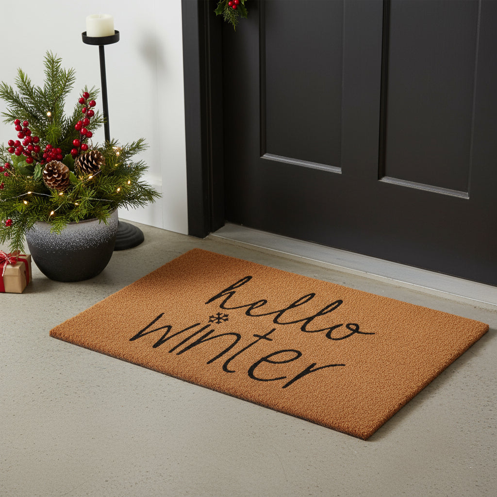 17 X 29 Brown And Black Christmas Outdoor Coir Door Mat