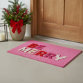 17 X 29 Pink Red And White Christmas Outdoor Coir Door Mat