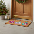 17 X 29 Brown White And Pink Christmas Outdoor Coir Door Mat