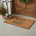 17 X 29 Brown And Black Christmas Merry and Bright Outdoor Coir Door Mat