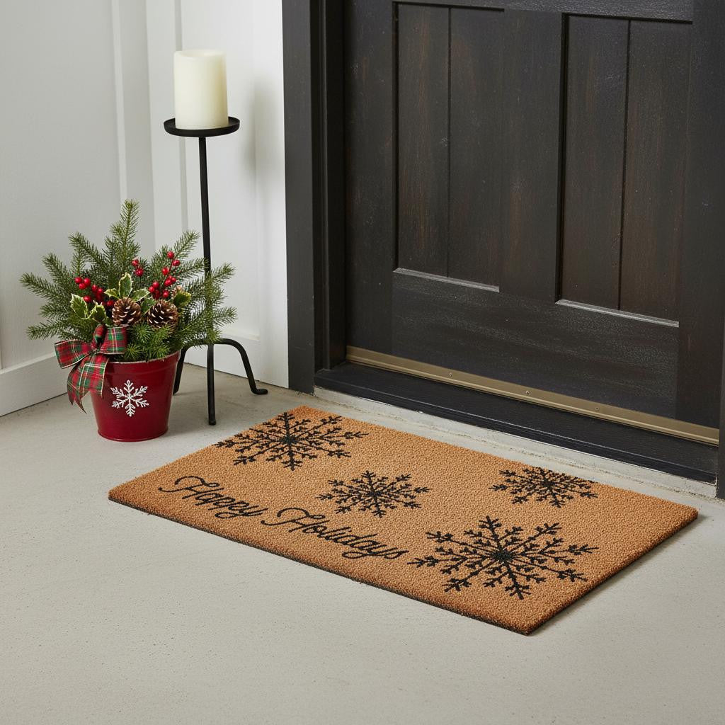 24 X 36 Brown And Black Christmas Merry Christmas Outdoor Coir Door Mat