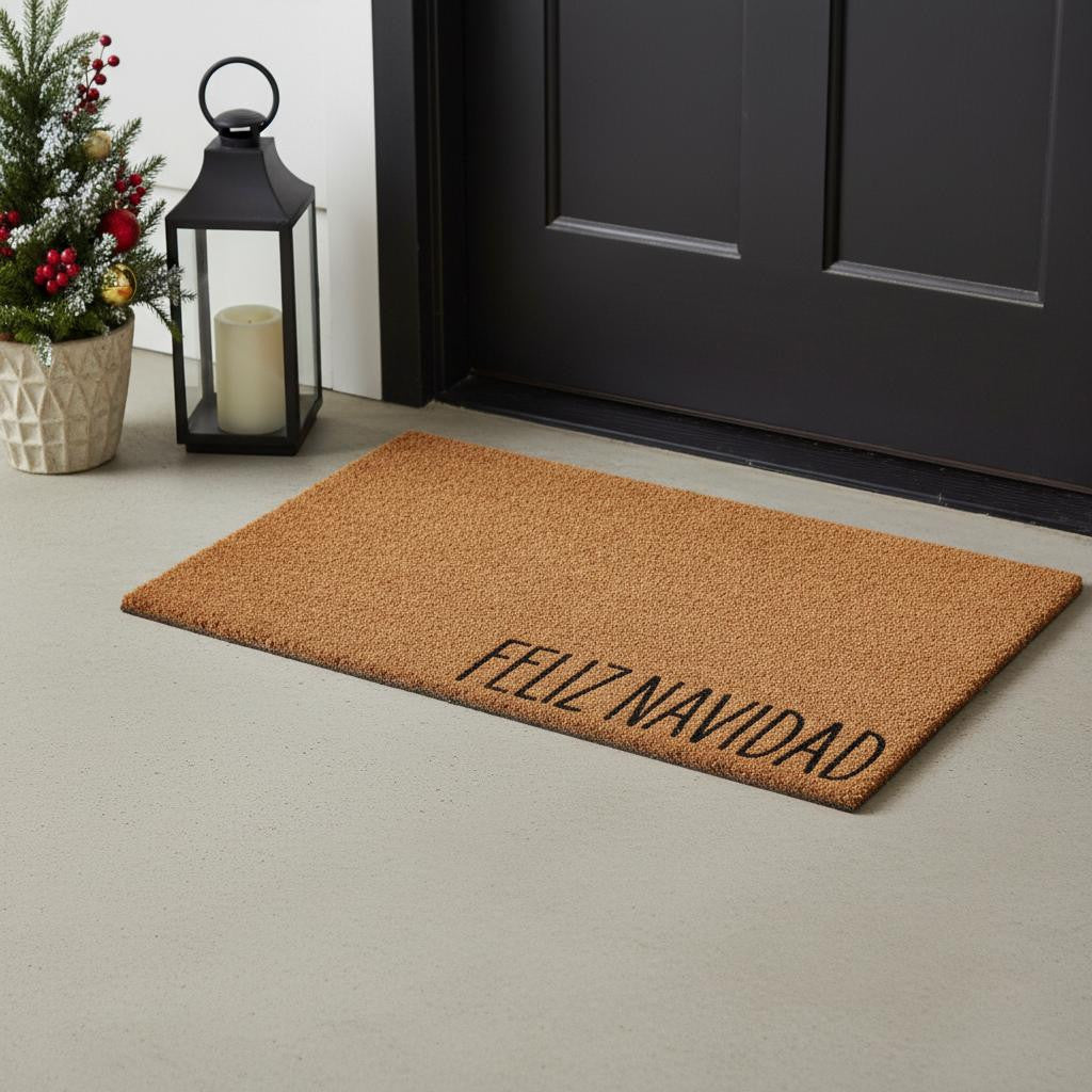 17 X 29 Brown Christmas Feliz Navidad Outdoor Coir Door Mat
