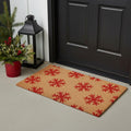 17 X 29 Brown And Red Christmas Snowflake Outdoor Coir Door Mat
