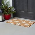 17 X 29 Brown And White Christmas Snowflake Outdoor Coir Door Mat