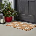 24 X 36 Brown And White Christmas Snowflake Outdoor Coir Door Mat
