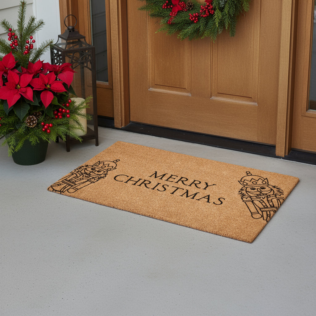 17 X 29 Brown And Black Merry Christmas Outdoor Coir Door Mat