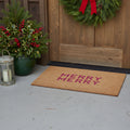 17 X 29 Brown And Pink Christmas Outdoor Coir Door Mat