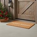 24 X 36 Brown And White Christmas Merry and Bright Outdoor Coir Door Mat