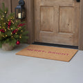 24 X 36 Brown And Pink Christmas Merry and Bright Outdoor Coir Door Mat