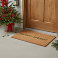 17 X 29 Brown And Green Christmas Merry and Bright Outdoor Coir Door Mat