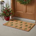 17 X 29 Brown And Green Christmas Trees Outdoor Coir Door Mat