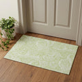 3 X 5 Artichoke Green And Ivory Paisley Washable Area Rug With UV Protection