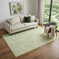 5 X 8 Artichoke Green And Ivory Paisley Washable Area Rug With UV Protection