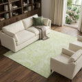 9 X 12 Artichoke Green And Ivory Paisley Washable Area Rug With UV Protection