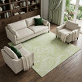10 X 14 Artichoke Green And Ivory Paisley Washable Area Rug With UV Protection