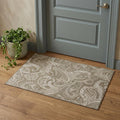 3 X 5 Chocolate And Ivory Paisley Washable Area Rug With UV Protection