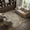 8 X 10 Chocolate And Ivory Paisley Washable Area Rug With UV Protection