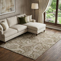 10 X 14 Chocolate And Ivory Paisley Washable Area Rug With UV Protection
