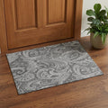 3 X 5 Gray And Ivory Paisley Washable Area Rug With UV Protection