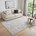 5 X 8 Taupe And Ivory Paisley Washable Area Rug With UV Protection