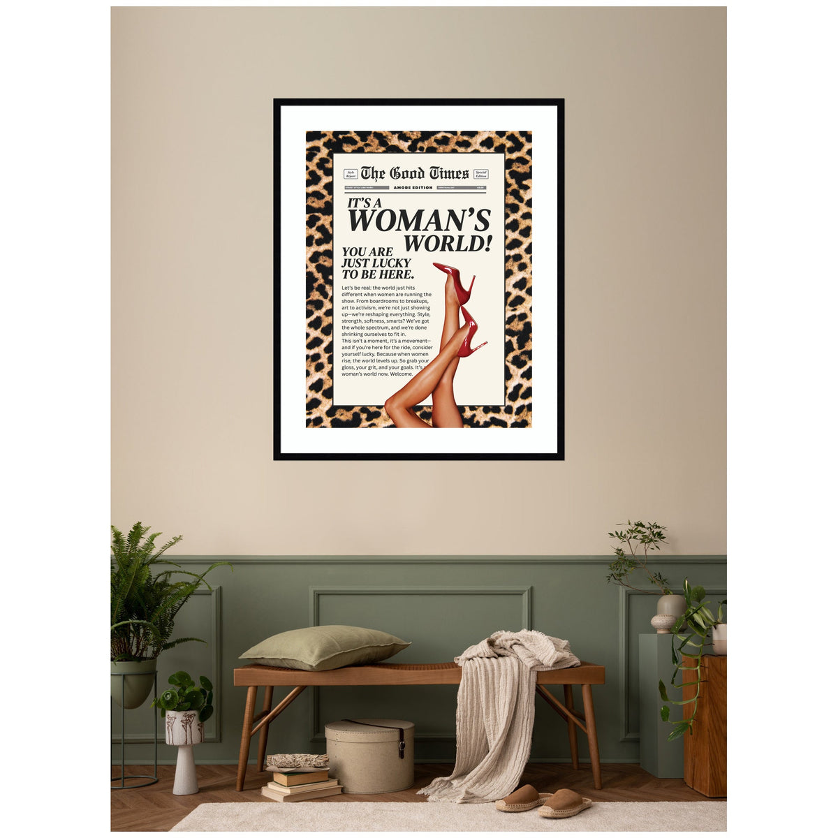 Leopard Maximalist Womans World by Honey Island Studio Framed Wall Art Print
