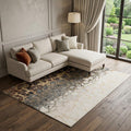8 X 10 Ivory Gray And Gold Abstract Distressed Washable Area Rug With UV Protection