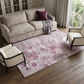 8 X 10 Plum And Ivory Floral Washable Area Rug With UV Protection