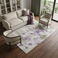 10 X 14 Purple Green And Ivory Floral Washable Area Rug With UV Protection