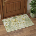 3 X 5 Sage Gold And Ivory Floral Washable Area Rug With UV Protection