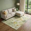 8 X 10 Sage Gold And Ivory Floral Washable Area Rug With UV Protection