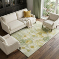 9 X 12 Sage Gold And Ivory Floral Washable Area Rug With UV Protection