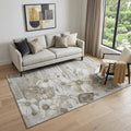 5 X 8 Taupe And Ivory Floral Washable Area Rug With UV Protection