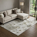 8 X 10 Taupe And Ivory Floral Washable Area Rug With UV Protection