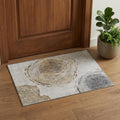 3 X 5 Taupe Brown And Ivory Faux Bois Washable Area Rug With UV Protection