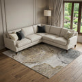 9 X 12 Taupe Brown And Ivory Woodland Lodge Washable Area Rug With UV Protection