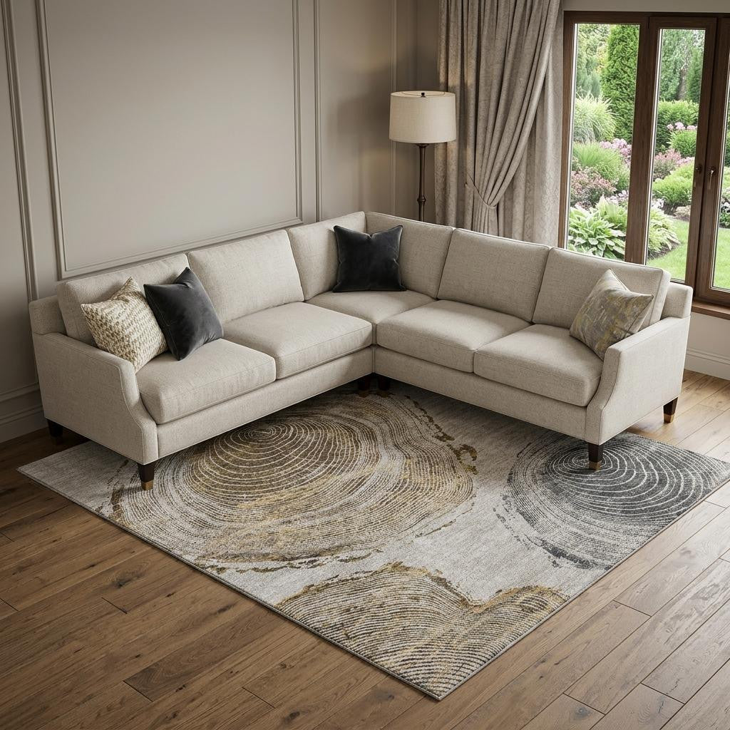 9 X 12 Taupe Brown And Ivory Woodland Lodge Washable Area Rug With UV Protection