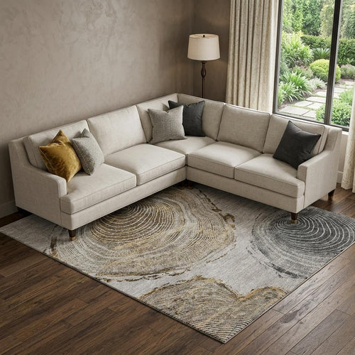 10 X 14 Taupe Brown And Ivory Woodland Lodge Washable Area Rug With UV Protection