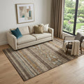 5 X 8 Chocolate Copper And Ivory Southwestern Washable Area Rug With UV Protection